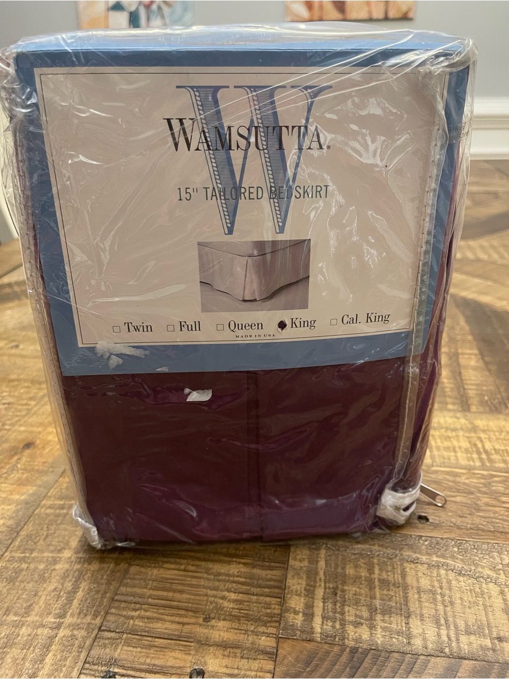 Wamsutta 15" Tailored Bed Skirt King Burgundy Plum Vintage Deadstock New